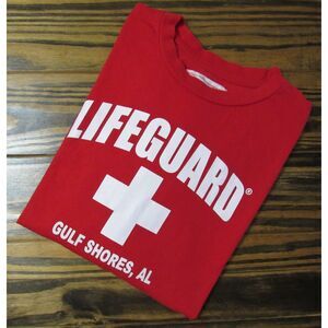 Red Lifeguard Gulf Shore's, Al. Long Sleeve T-Shirt EUC! Med.
